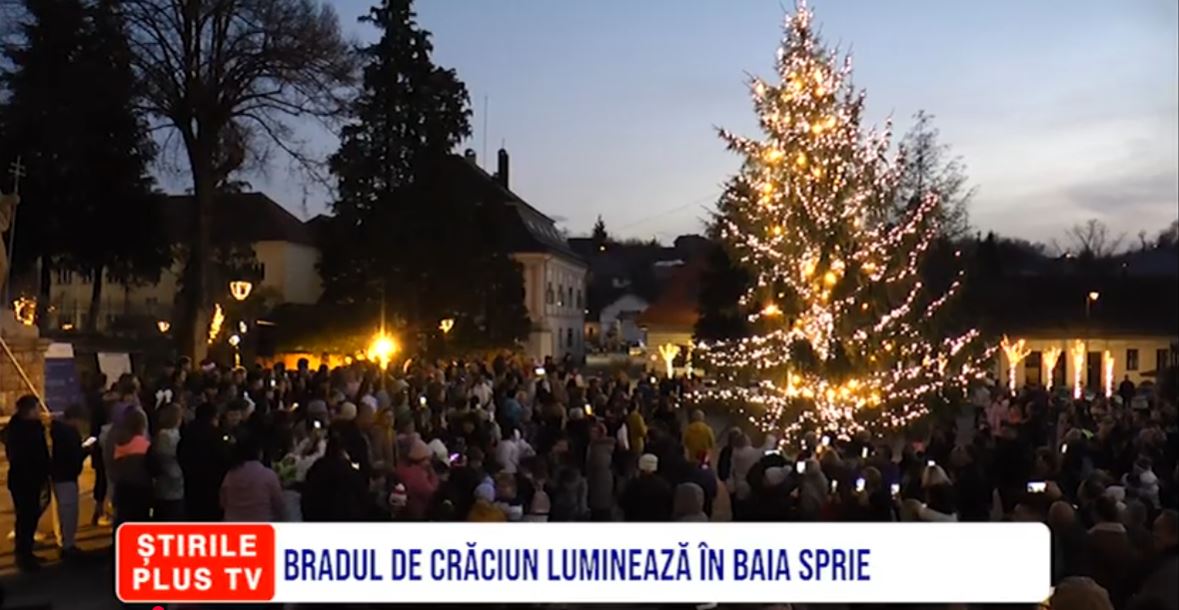 BRADUL DE CRĂCIUN LUMINEAZĂ ÎN BAIA SPRIE