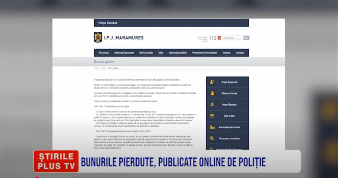 BUNURILE PIERDUTE, PUBLICATE ONLINE DE POLIȚIE