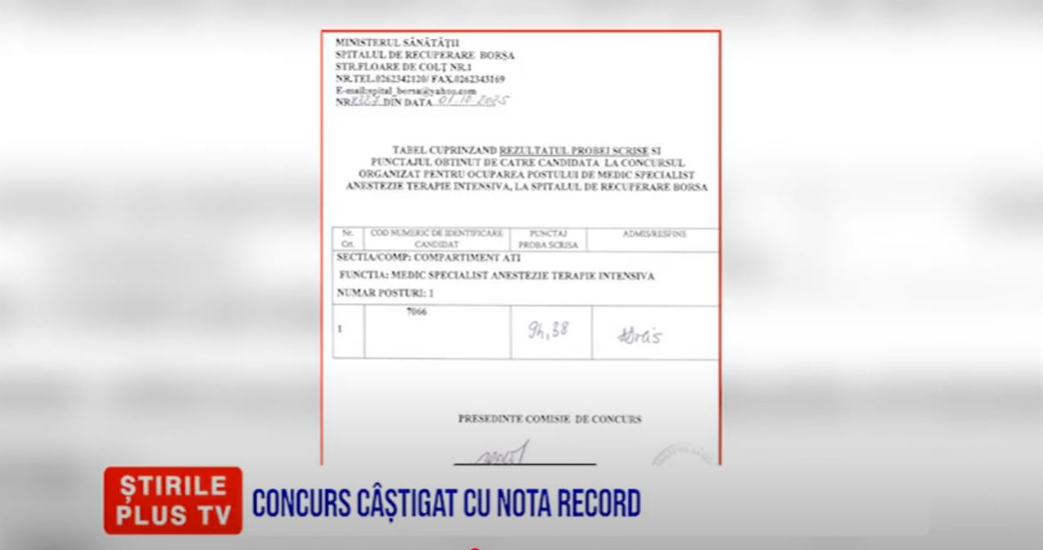 CONCURS CÂȘTIGAT CU NOTA RECORD