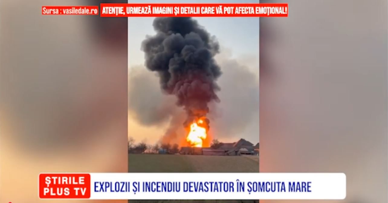 EXPLOZII ȘI INCENDIU DEVASTATOR ÎN ȘOMCUTA MARE