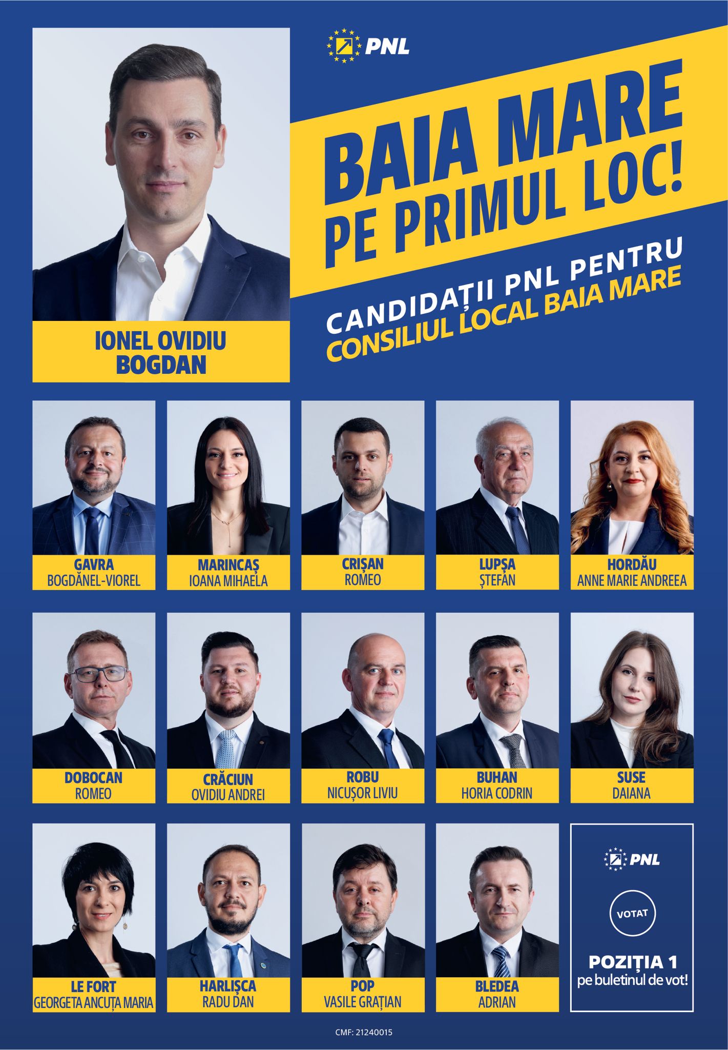 Comunicat de presă  PNL Maramureș - Cu Ionel Bogdan primar și echipa sa în Consiliul Local, băimărenii pun în 9 iunie Baia Mare pe primul loc!