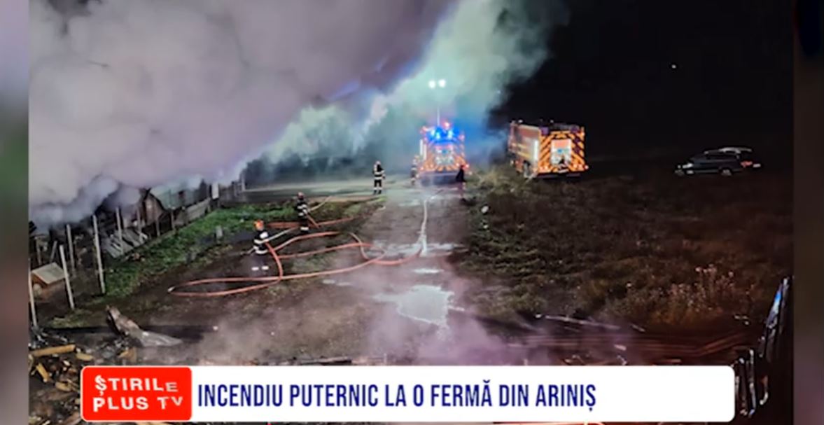 INCENDIU PUTERNIC LA O FERMĂ DIN ARINIȘ