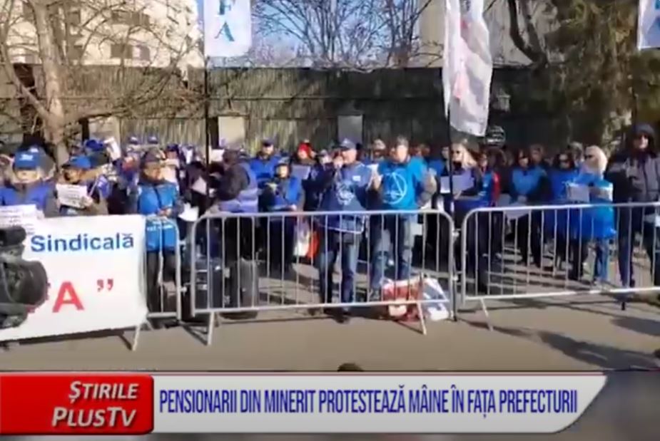 PENSIONARII DIN MINERIT PROTESTEAZĂ MÂINE ÎN FAȚA PREFECTURII