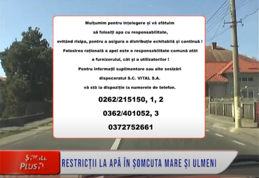 RESTRICȚII LA APĂ ÎN ȘCOMCUTA MARE