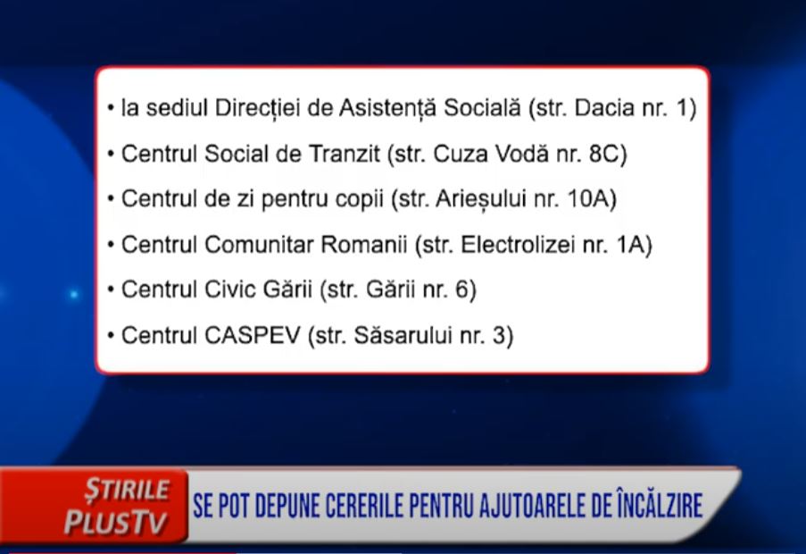 SE POT DEPUNE CERERILE PENTRU AJUTOARELE DE ÎNCĂLZIRE