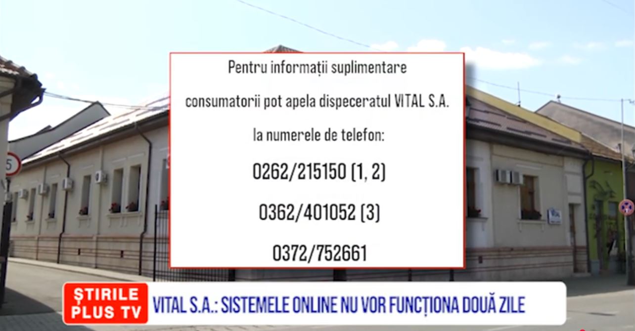 VITAL S.A.: SISTEMELE ONLINE NU VOR FUNCȚIONA DOUĂ ZILE